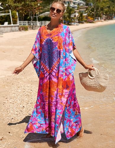 Image of NFVNKJ Women's Plus Size Beach Lounge Kaftan Maxi Dress Swimsuit Coverup for Women