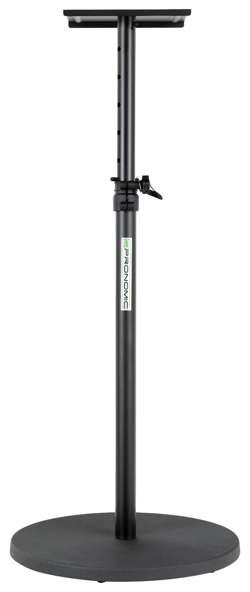 Pronomic SLS-128 BK Pied Pour Monitor Studio - Support Enceintes Pour Moniteurs Studio - Pied Avec Socle Rond Stable - Support Réglable De 75 À 123,5 cm - Plateau 23 x 23 cm - Noir