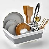 Escurreplatos, escurridor de Platos Plegable de Silicona y plástico para Cocina, Fregadero, Camping