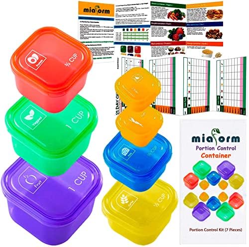Portion Control Container and Food Plan (Labeled 7 Pcs) - 21 Day Portion Control Container Kit for Weight Loss - 21 Day Tally Chart with e-Book (Labeled 7 Pcs)