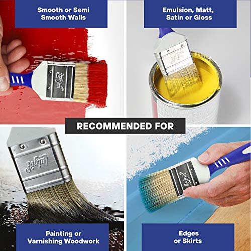 Luigi's Paint Brushes For Walls | 5X Synthetic Bristle Paint Brushes For Painting Walls, Furniture, And More | Large House Paint Brush Set For Walls | Gloss, Stain, And Paintbrush Pack #TOP4