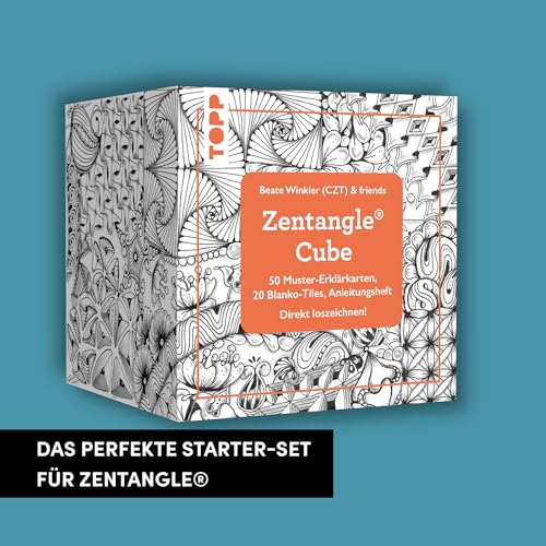 Zentangle® Cube: 50 Muster-Erklärungskarten, 20 blanko Tiles, Anleitungsheft. Direkt loszeichnen!
