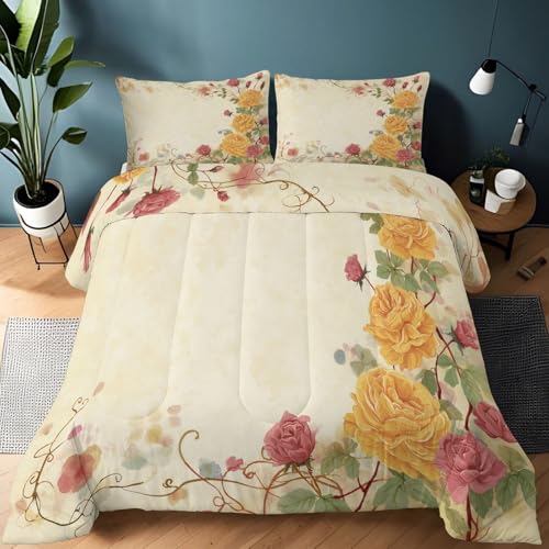 Edredón 260 x 220 cm con Estampado,Acuarela Minimalista Arte Edredón sin Funda Reversible Lightweight Warm Duvet Acolchado para Amarillo - Adecuado para Todas Las Estaciones