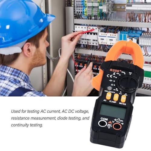 Multímetro de pinza digital, de 2 a 600A AC DC, medidor de voltaje, capacitancia con linterna LED miniatura 4
