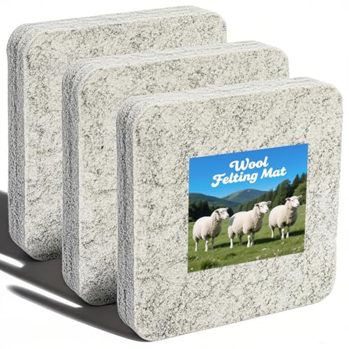Nicunom 3 Pack Needle Felting Mat Natural Wool Needle Felting Pad 6x6x1 inch Felting Block for DIY Craft Felting Wool Projects Thick and Firm