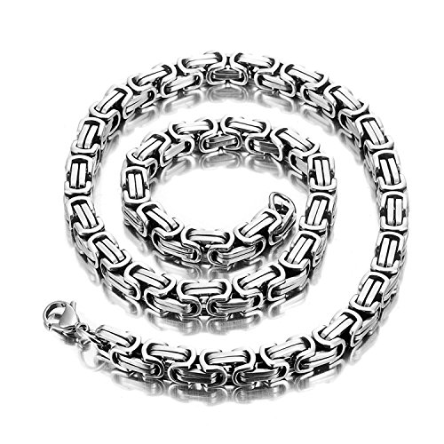 Urban Jewelry Impressive Mechanic Style Men's Necklace Stainless Steel Silver Chain, Width 6mm (19,21,23 Inches)