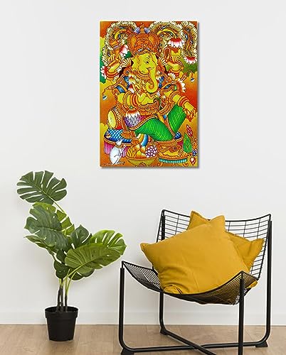 Image of Tamatina Kerala Mural Art Canvas Painting|Sri Ganesh|Art|Size-13X9 Inches.c129