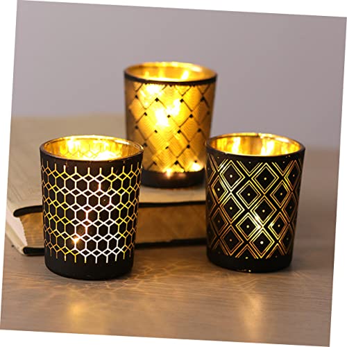 Garvalon 3Pcs Candlestick Taper Candle Holders Romantic Candles Glass Taper Candle Holder Glass Flower Pot Gold Pineapple Decor Ornament Holders Candle Holders For Table Halloween Glass #TOP2