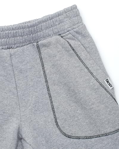 Image of DKNY Toddler Boys Short Sets - 2 Piece Knitted Crewneck T Shirt & Matching Fleece Toddler Shorts for Toddlers and Baby Boys