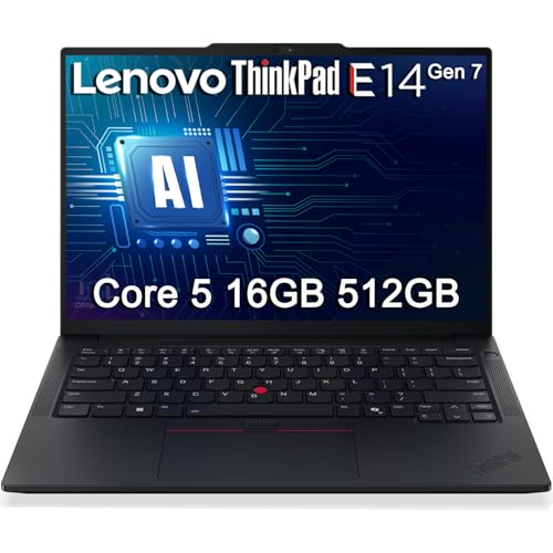 Lenovo ThinkPad E14 Gen 7 Business Laptop (14" FHD+ Anti-Glare, Intel Core 5 210H (> i7-1355U), 16GB DDR5 RAM, 512GB SSD), Fingerprint, 1080p IR Webcam, Backlit KB, Thunderbolt 4, Wi-Fi 6E, Win 11 Pro