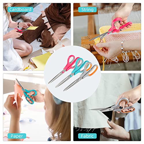 Scissors,8.5" Multipurpose Bulk 3-Pack,Stainless Steel Sharp for Office Home School Sewing Fabric Craft Supplies,All Purpose - Image 4