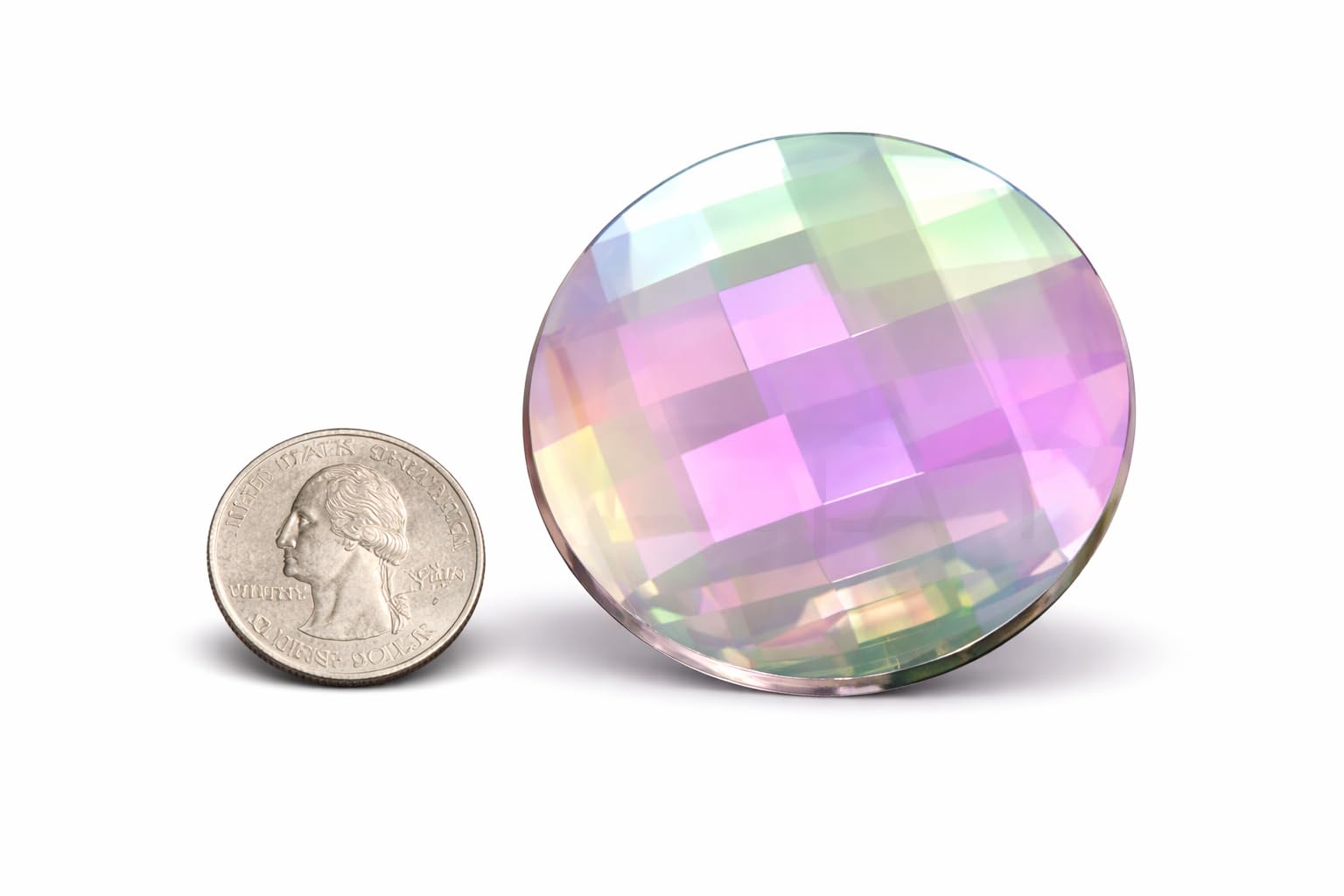 Allstarco 60mm Extra Large Flat Back Round Acrylic Rhinestones Plastic Circle Gems For Costume Making Cosplay Jewels Pro Grade Embelishments - 2 Pieces (Crystal AB H702)