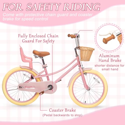 Image of Glaf Girls Bike Bicycle for 2-12 Years Old 12 14 16 20 inch Kids Toddler Bike with Training Wheels and Basket,Doll Seat, Kids Bike Bicycle for Gift