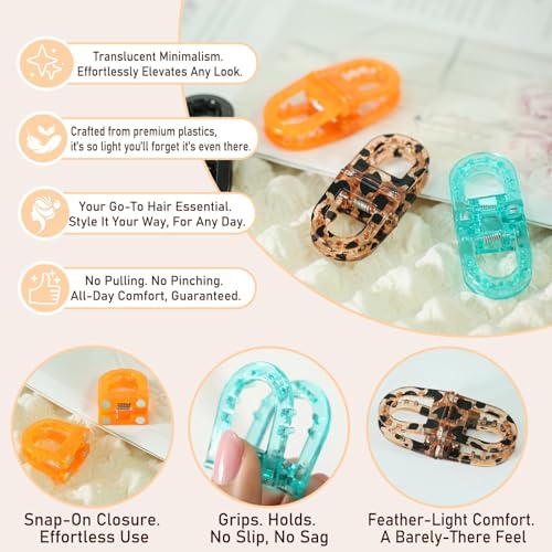 Image of 2 Pcs Hair Clutchers for Women, Magnetic Hair Clip, 2-in-1 Section Clips for Hair Styling, Daily Use and Professional Salon Clutcher Hair Accessories, Black Brown Print Hair Claw Clips (Black and Orange)