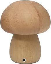 Lâmpada de mesa de cogumelo pequena e bonita, luz noturna, luminária de mesa de estilo vintage de madeira, interruptor de toque de carregamento USB, lâmpada de cabeceira ajustável sem fio(D/Bege)