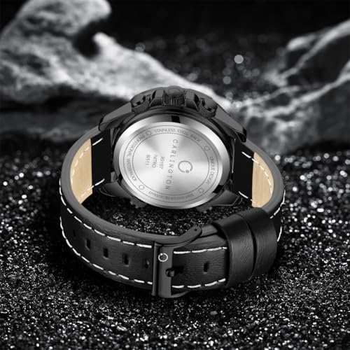Image of Carlington Nitro Analog-Digital Men's Premium Leather Strap Wrist Watch | Quartz Movement | Water & Shock Resistant Watch for Men | Casual & Formal Wear - CT 9197