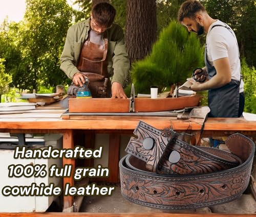 Image of F&L CLASSIC Western Belt without buckle for men - Full Grain Leather Cowboy Belts for jeans - One Piece Leather strap belt