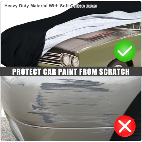 Image of Waterproof Car Cover Compatible with 1968-1972 Plymouth Roadrunner 2 Door Sedan /Hardtop /Convertible Accessories, All Weather Classic Car Covers with Inner Cotton&Zipper Door for Snow Rain Protection
