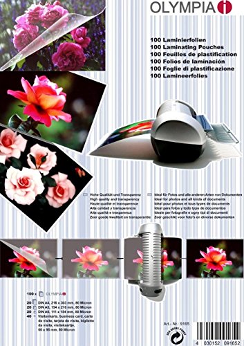 Preisvergleich Produktbild 1000 Olympia Laminierfolien Set Laminier Folien Taschen 80 Micron