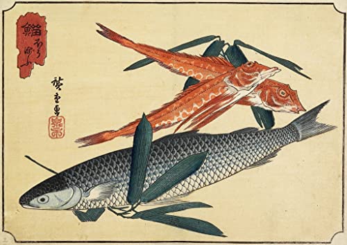 Poster 58 x 90 cm Cod and Gurnard d'Utagawa Hiroshige idéal pour créer un salon zen et élégant