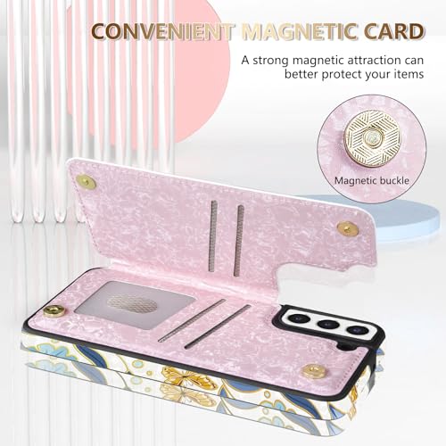 Coque portefeuille fleurs pour Samsung S22 Plus : l'accessoire chic de vos sorties - 3