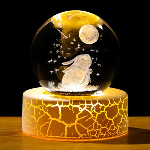 Arikyrist Crystal 3D Rabbit Figurine 2.36in Ball Bunny Gifts for Women