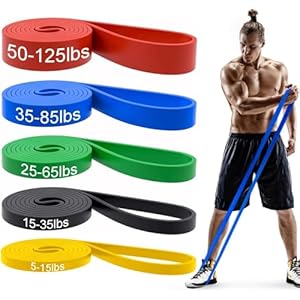 Resistance Stretch Bands Set of 5, Improve Flexibility and Strength Premium Workout Equipment, Skin Friendly, Pull up Assist, Fitness Band, Suitable for Muscle Stretching, Yoga, Exercise Home Gym