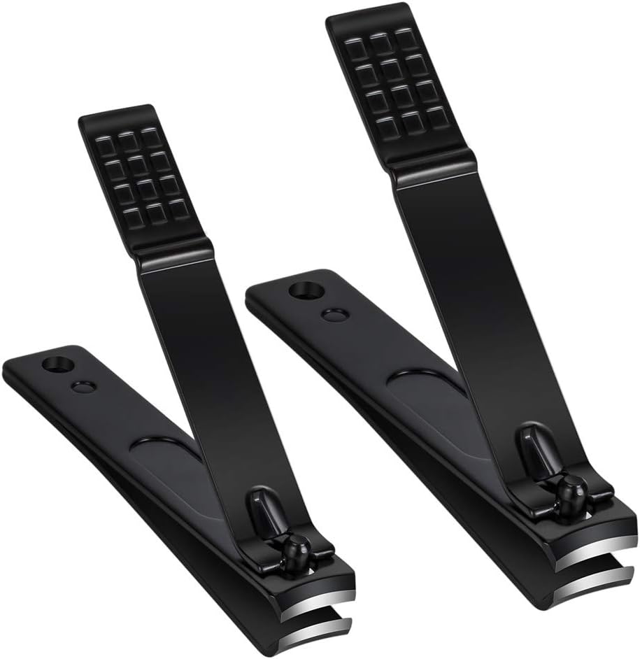 Nail Clippers Set, Sharp Stainless Steel Fingernail Clipper & Toenail Clippers, Black Nail Cutter, Large and Small 2 Piece Set. (Large/Small) : Beauty & Personal Care