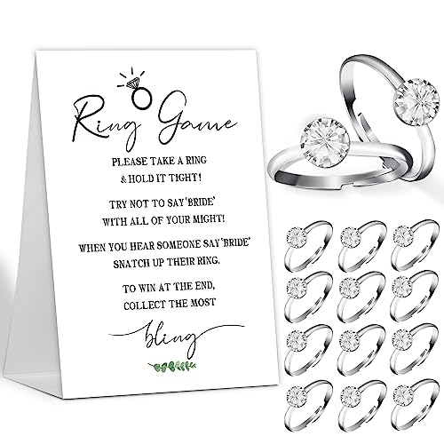 Put A Ring On It Bridal Shower Game | Don't Say Bride Or Wedding Game With Sign & 50 Rings