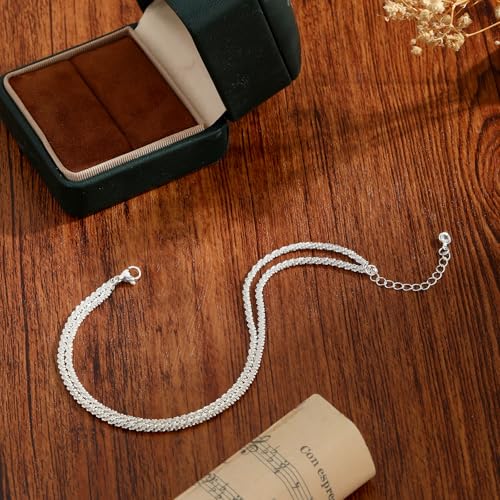 Image of Gold Ankle Bracelets for Women,14k Gold /Silver Plated Waterproof Layered lightweight Cuban Link Figaro Chain Heart anklet Bracelets Set Gold Anklets for women Trendy Jewelry Gift