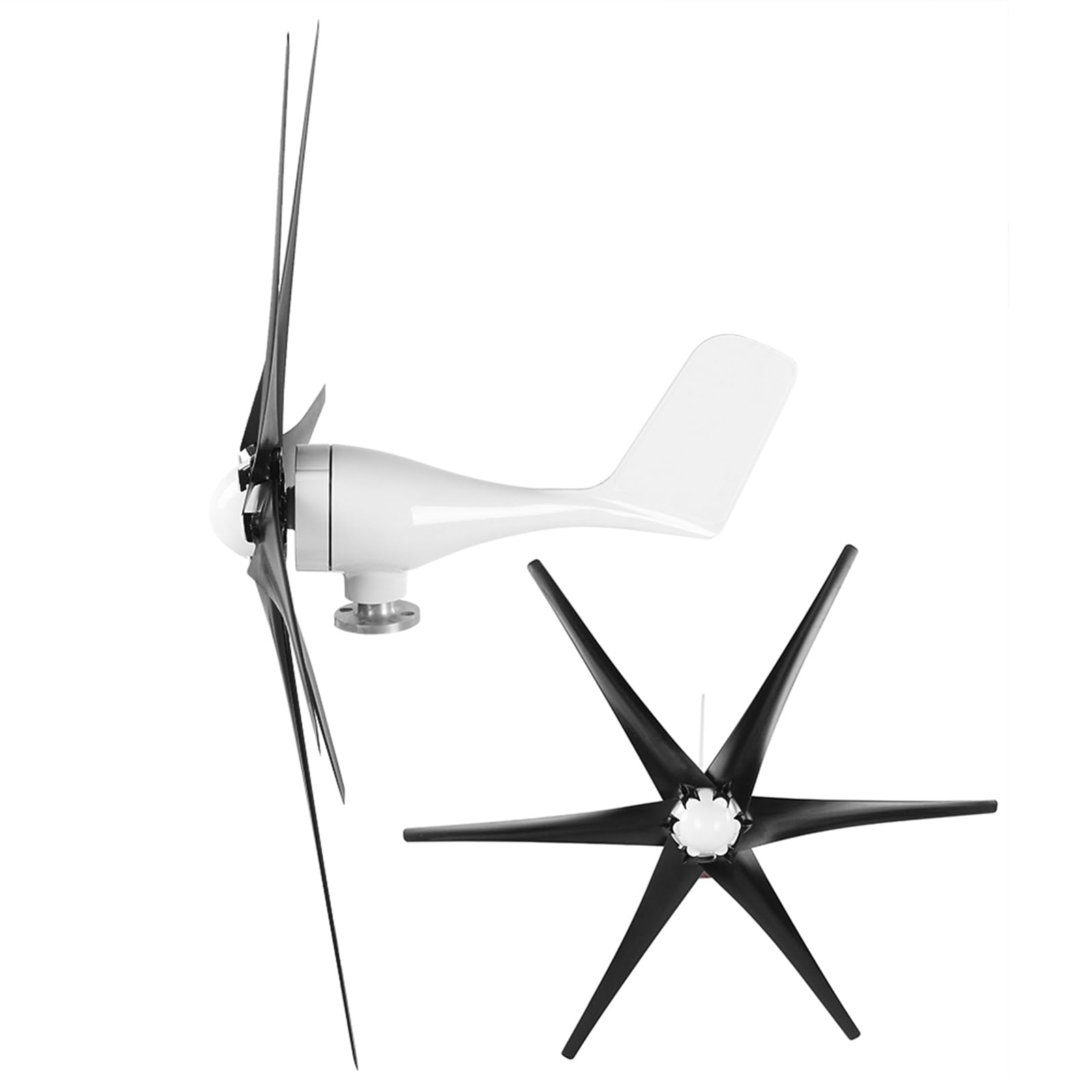 FTVOGUE Generador de Viento, Mini Generador de Turbinas Eólicas de 200 W, 12 V, Alternador Trifásico de 6 Palas de Plástico de Aleación, Rueda de Viento de 1,2 M para Uso Doméstico, Granja, Barco