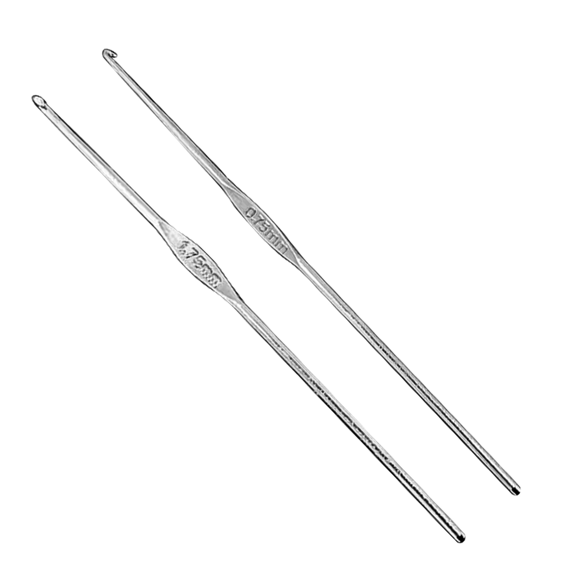 Pack of 2 Steel Crochet Needles (0.75/1.75mm), Ergonomic Soft, for Crafts Knitting Scarves, Hats, Amigurumis, DIY