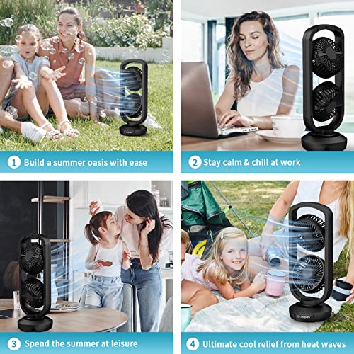 Dr. Prepare Portable Tower Fan, 10000Mah Battery Operated Oscillating Desk Fan, Rechargeable Cordless Table Fan With 270° Tilt, 105° Oscillation, 3 Auto-Off Timer For Cooling Bedroom, Home, 15 Inch #TOP6