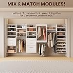 ROOMTEC Modular Closet System, 84" Closet Organizer with Hanging Rods, Wall-Mounted Wooden Tower for Walk-In Closets, Wardrobe Storage Kit, White - Image 4