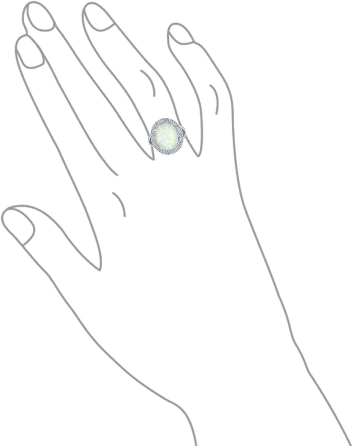 Personalized Big Halo Oval Pear Shape Teardrop Statement 10CT Created White Opal Engagement Ring Cathedral Setting Gemstone Ring For Women .925 Sterling Silver October Birthstone Customizable