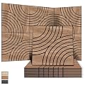 WoveN SounD Artisan Acoustic Wall Panels, 23.6x23.6 Inch 8 Pack, PVC Wood Grain Veneer Carved Sound Proof Wall Decor, Self-Adhesive for Home, Studio, Office & Focus Zones, Interlaced Arcs, Teak