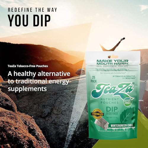 Image of TeaZa Herbal Energy Pouch - Tobacco Alternative - Nicotine Free (Wintergreen Chill, 1 Bag)