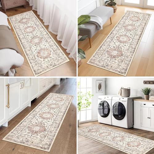 Pauwer Boho Hallway Runner Rug 2x6 Washable Entryway Area Rugs Non Slip Farmhouse Vintage Floor Mat Carpet Runner for Hallways Laundry Room Kitchen Bathroom Bedroom
