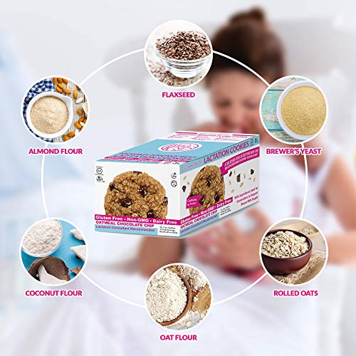 Lactation Cookies Breastfeeding Supplement - Dairy/Gluten Free - Support Mothers Breast Milk Supply Increase Flow With a Cookie - with Brewers Yeast Powder 100% Fenugreek Free - 10 Pack