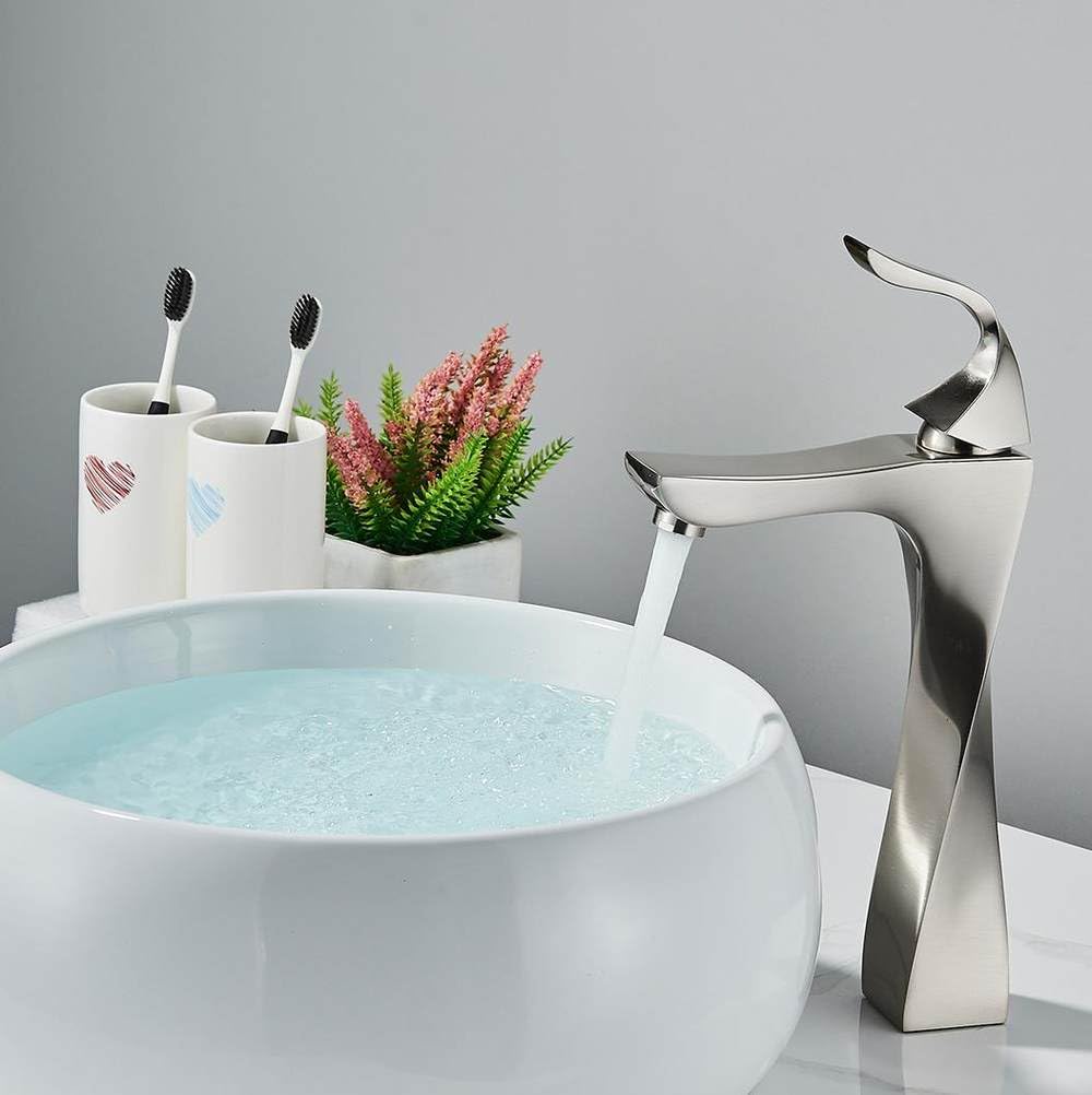 Grue de lavabo salle de bain mitigeur mécanique noir mat à poignée unique
