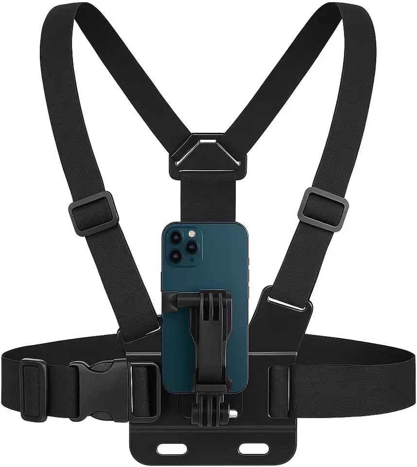 Suporte Peitoral Ajustável 360° para Celular e GoPro – Ergonômico para Bike Moto e Esportes Radicais Colete Para Vídeo E Filmagem (1)