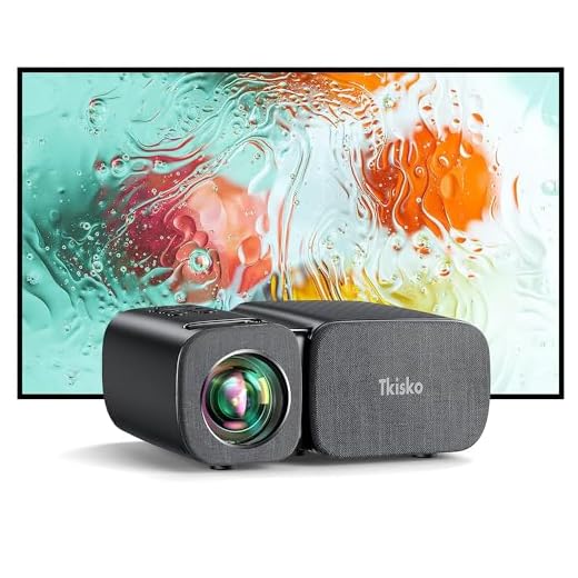 Tkisko Mini Projector, 5G WiFi Portable Movie Video Projector, 9000L 1080P HD Supported, Compatible with TV Stick Smartphone HDMI USB AV，for Ceiling/Home Theater/Gaming/Outdoor Camping