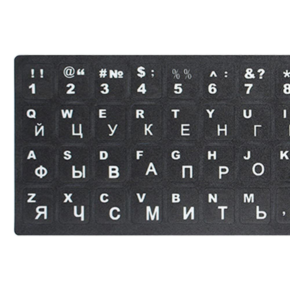 Autocollants Clavier Russe/anglais - 14x14mm, Vinyle Mat Qualité Imprimerie