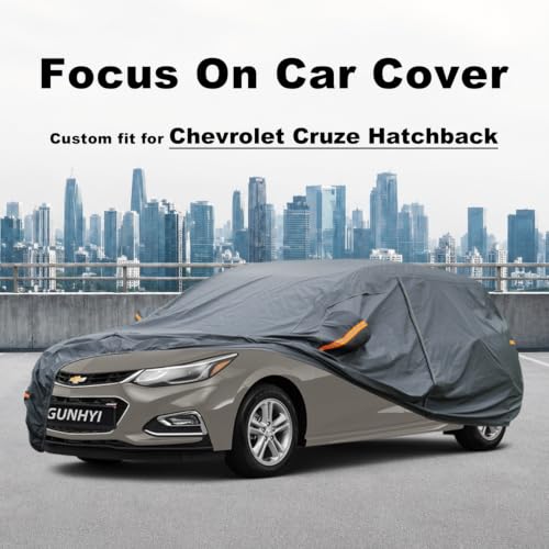 Image of GUNHYI Premium Car Cover Custom Fit Chevrolet Cruze Hatchback, 16 Layers Heavy Duty Car Cover Waterproof All Weather with Zipper Door for Sun Rain Snow Dust Uv Protection