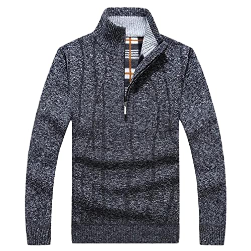 Pull homme col fin tricot épais Kelsiop vêtement chaud hiver gris L