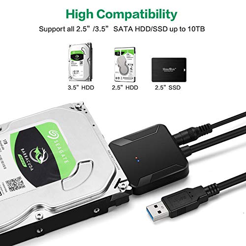 Multibao USB 3.0 to SATA Adapter Hard Disk Drive Cable SATA III 22pin External Converter Connector Support 2.5” HDD/SSC and 3.5” HDD Compatible with Windows Mac Linux - Image 5