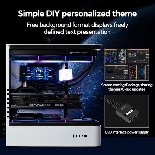 Image of Thermalright Trofeo Vision LCD AIO Display 6.86 inch PC Monitor, USB Type-C Screen for Real-Time Hardware Monitoring, with Preset & DIY Themes for Gaming PC Case /CPU Cooler(Black)