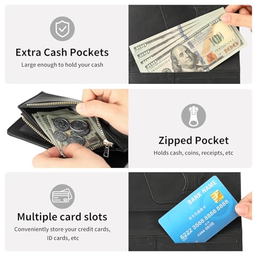 Passport Holder for Travel Rfid Passport Wallet for Women Men with Zipper Pocket Pen Sim Card Holders Slim Travel Accessories3