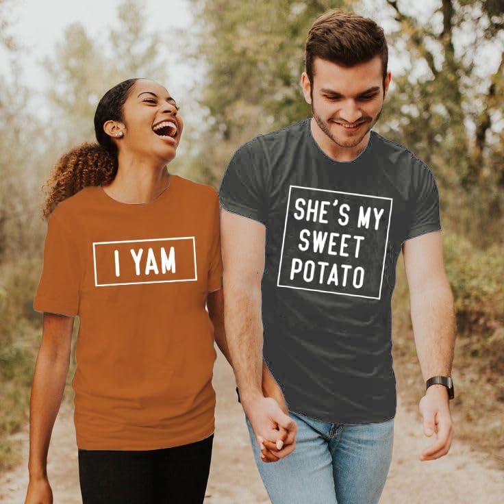 She's My Sweet Potato I Yam Shirt Couples Thanksgiving Shirts for Husband and Wife Friendsgiving Casual Short Sleeve Tops - Image 6