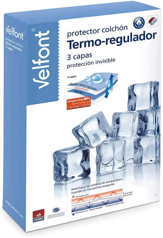 Protector de Colchón Termo-regulador Outlast Impermeable de 3 Capas Cama 180cm de Velfont